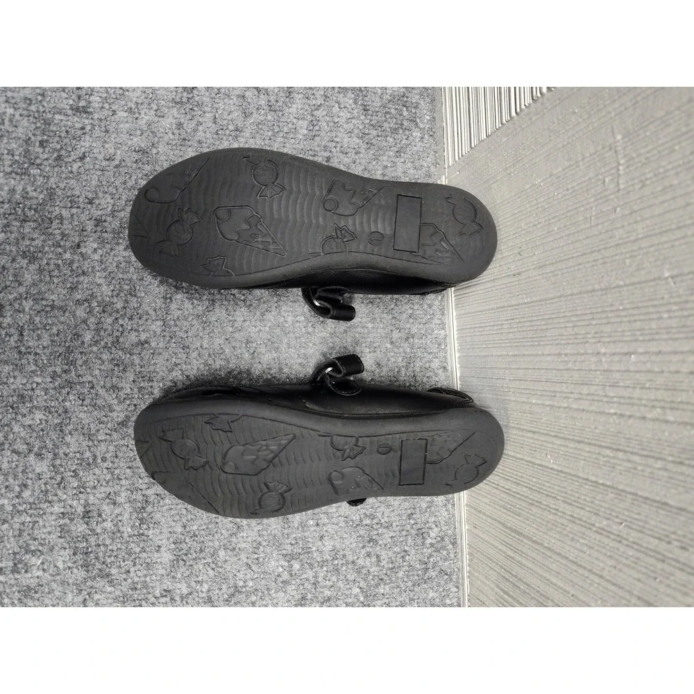 Olive & Edie Mary Jane Shoes Girls 1M Black PU Leather‎ Dress School Flats Strap